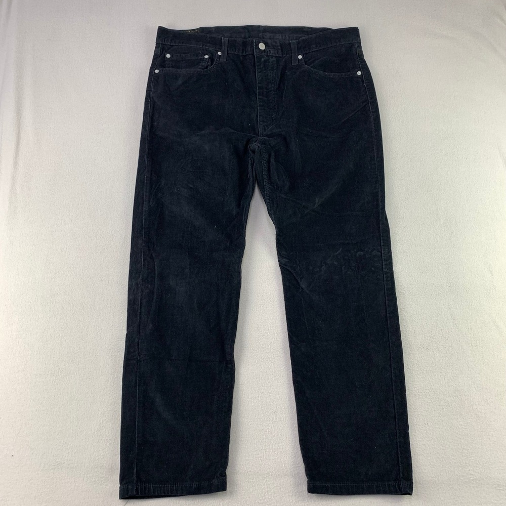 Levis 507 Corduroy Pants Mens 38x30 Black Straight Leg Stretch Loose Fit
